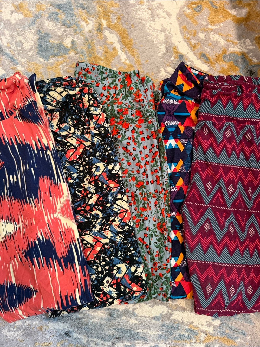 5 LOT TC Lularoe Women's Multi-Pattern Legging- Pink, Navy & Multicolor